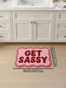 1件裝粉色甜酷波浪邊 GET SASSY 植絨浴室地墊，TPR防滑底背，適用廚房、戶外、室內、走廊、臥室、客廳、床邊，可機洗易清潔，臥室浴室裝飾地毯 - 彩色 - 查看 13