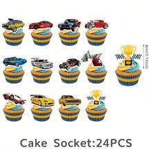 41pcs/Set Racing Theme Birthday Party Decoration Set - Includes Banner, Tablecloth, Balloons, Cupcake Toppers, Cake Decorations, Etc., For Racing Party, Wedding, Christmas, Halloween, Room Decor, Autumn Home Decor - Racing Theme - View 2