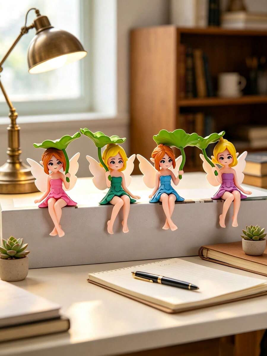 1/2/4pcs Resin Lotus Fairy Statue Mini Elf Figurine, Car Dashboard Desktop Decoration, DIY Micro Landscape Garden Ornament, Home Office Birthday Holiday Gift - A - View 1