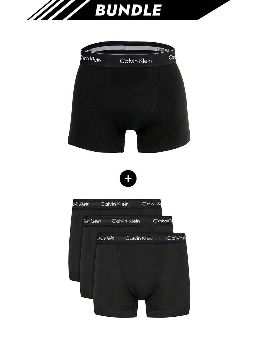 Calvin Klein [حزمة] سراويل داخلية رجالية ميكرو ستريتش + 3 عبوات سراويل داخلية رجالية ميكرو ستريتش - أسود + أسود - مشاهدة 1