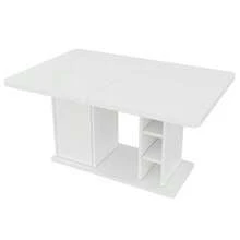 Mesa de comedor extensible de 140/180 x 80 cm, apta para 6-8 personas, con espacio de almacenamiento, tablero reforzado, mesa de comedor extensible de estilo escandinavo, color roble. - Blanco - Ver 11