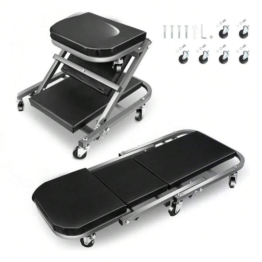 Cama deslizante de 36 pulgadas para mecánico con 6 ruedas, capacidad de carga 150kg, plataforma robusta ergonómica para reparación automotriz en garaje y taller mecánico - por defecto - Ver 1