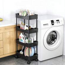 1PC/Multi-Layer Storage Cart, Divided Storage, Gap Storage, Flexible Sliding, Easy Assembly, Waterproof & Moisture-Proof, Space-Saving, Suitable For Kitchen, Bathroom, Living Room, Bedroom, Movable Floor Cart Multi-Layer Gap Bathroom Narrow Storage Rack - Multicolor - View 3