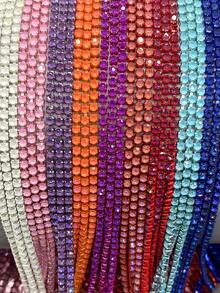 1 Peça Corrente de Garra com Strass de 2 Jardas, Acabamento de Strass de Cristal Costurado à Mão, Acessórios DIY para Roupas, Sapatos, Chapéus, Bolsas, Acessórios de Cabelo - vermelho vivo - Visão 1