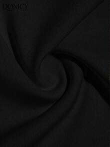 DONICY Women's Black High-Waisted Slim Fit Mini Skirt, Crisp Fabric, Faux Pockets, Fitted Silhouette, Suitable For Spring Commute And Casual Wear - Black - View 3
