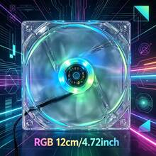12cm/8cm Desktop Computer Case Cooling Fan RGB Color Changing Light, Large 4-Pin Interface Daisy Chain, Transparent Fan, Case Cooling Decoration, Cooling Fan - View 9