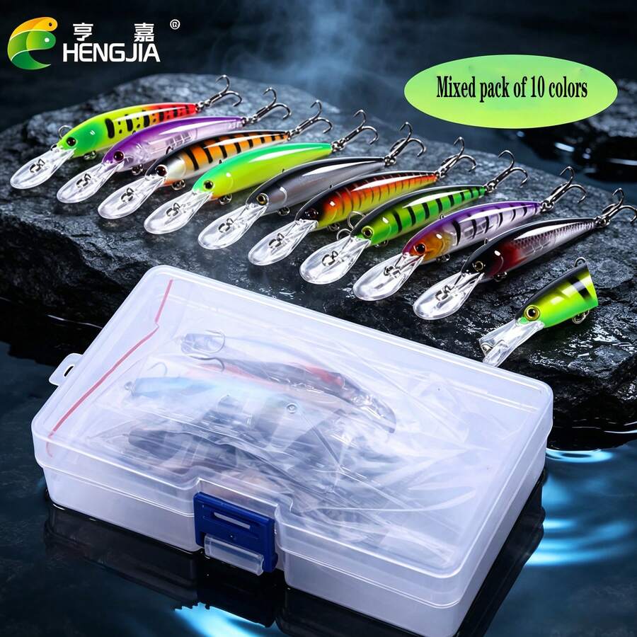 HENGJIA Deep Diving Minnow Lure 12.5cm 11g Slow Sinking Hard Bait Long Distance Casting Fishing Lure Set Suitable For Trout, Pike, Sea Bass Freshwater And Saltwater - Multicolor - View 1