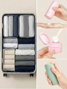 6pcs/Set Botol Kosmetik Isi Ulang Ukuran Nordic Color 15ml/50ml/80ml/100ml untuk Perjalanan, Sampo, Losion, Sabun Mandi, Krim (Gratis 1 Lembar Label Termasuk) - MultiWarna - View 3