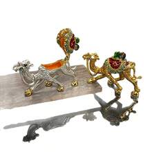 Enamel Rhinestone Camel Trinket Box, Mini Metal Camel Jewelry Storage Figurine Desk Decor - Gold 1 - View 7