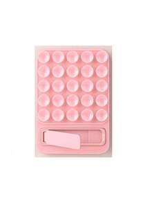 1pc Macaron Color Silicone Suction Cup Phone Holder, With Hidden Foldable Support Stand, Ultra-Thin Washable Reusable Non-Slip Phone Stand, Suitable For Bathroom Mirror, Glass Wall, Desktop And Other Smooth Surfaces, Hands-Free Video Watching For Home Or Office - Multicolor - View 9