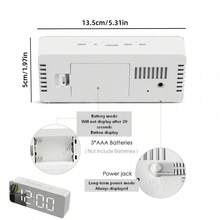 LED鏡面鬧鐘 USB桌面數位時鐘 智能小夜燈 便攜電池供電桌面時鐘 適合臥室與居家裝飾 返校季禮物 學習用品 - A - 查看 11