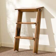 176 LBS Weight Capacity Portable Folding Step Stool Indoor Daily Reach Helper - Brown - View 3