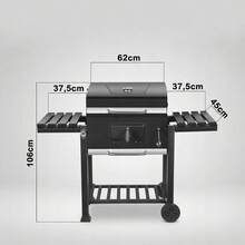 A Wheeled Barbecue Cart-Style Grill, Equipped With A Grill And Thermometer, Suitable For Upright Grilling, Camping, Gardening, And Picnics. Camping, Garden - Barbecue Grill - View 7