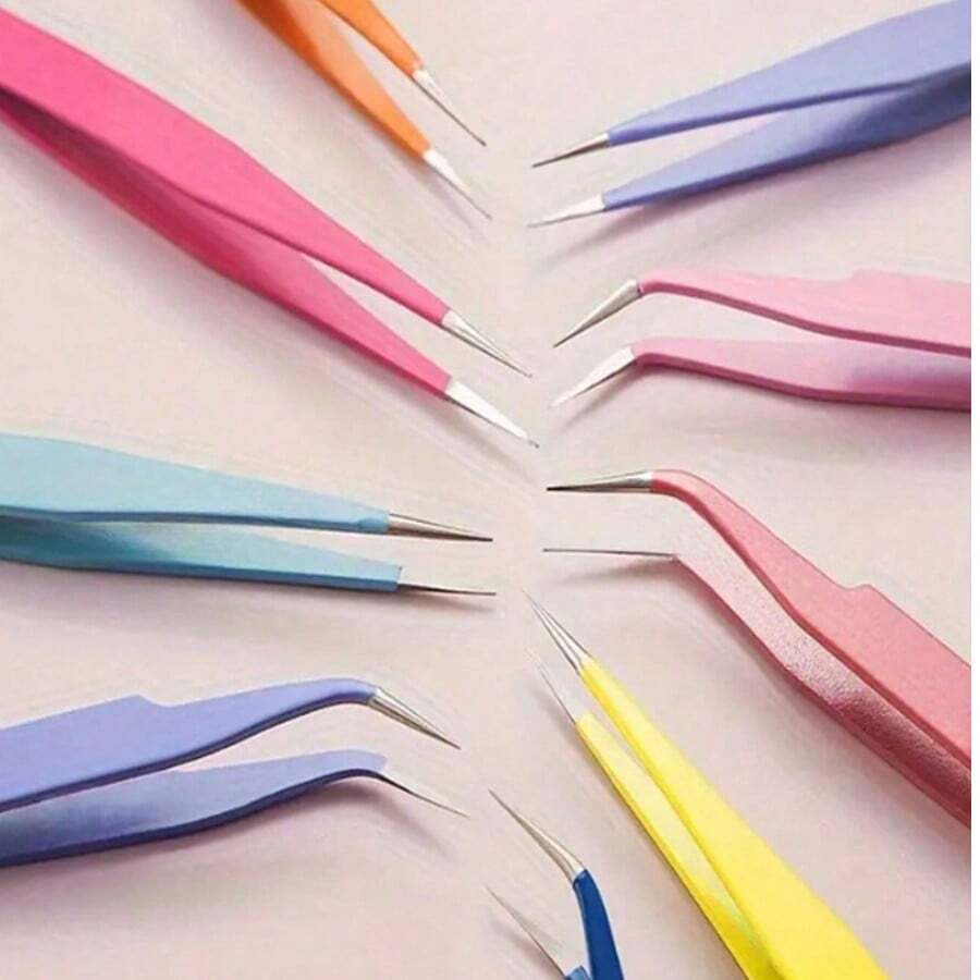 6 Pieces Of Macaron Color Craft Tweezers, Stainless Steel Precision Tools, Suitable For Scrapbooking, Nail Art, Stickers And DIY, Non-Electric, Odorless, Random Color Combinations - A - View 1