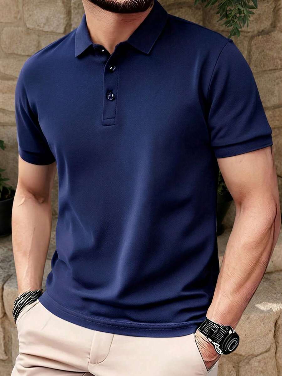 ALTZTAR Camisa polo casual de unicolor para hombre
