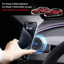 適用於 Highland 2024 2025 與 Model Y Juniper 2025 2026 的磁吸式手機支架，相容 Model Y/3 Additions 2025，左駕版 - 適用於特斯拉 Model 3 24-26 和 Model Y 25-26 - 查看 1