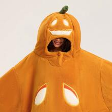 Pijama de Invierno para Mujer, Sudadera con Capucha de Manga Larga Estilo Calabaza Lindo, Holgado y Acogedor, Ropa para Descanso en Casa y Cosplay - Naranja - Ver 7