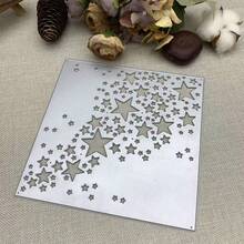 Metal Star Background Cutting Die, Five-Pointed Star Background Cutting Template, Embossing Die Template, Suitable For DIY Scrapbooking, Photo Album Decoration, Paper, Card Making And Other Scenarios. - Silver - View 2