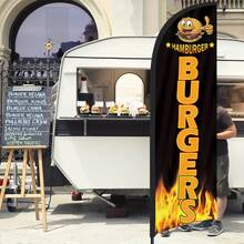 RXDAMTECH Commercial Hamburger Feather Flag, 8.2FT Outdoor Advertising Curved Banner (Includes Flag Pole And Ground Stake) - Tear-Resistant Polyester Hamburger Sign For Stores And Events - Advertising Flag - View 6