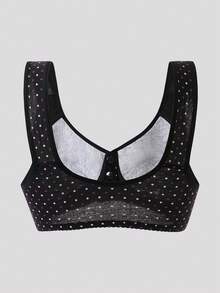 3pcs Polka Dot Decor Front Closure Wireless Bra Women's Lingerie - Multicolor - View 5