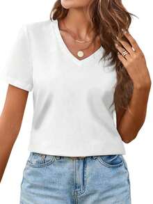 Women Christian Faith Letter Print T-Shirt, Faith Is Like Wi-Fi Graphic Round Neck Short Sleeve 100% Cotton Summer Top, Plus Size All Season - 白色2 - 查看 2