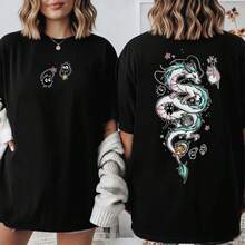 Studios  2 Sided Shirt, , , , Kiki, Kodama, Susuwatari, Calcifer, Gift For Anime Lovers - Black - View 1