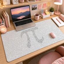 Minimalist Full Print Large Desk Mat, Gray Number Pattern, Non-Slip Rubber Extended Mouse Pad, Waterproof Keyboard Pad, Vanity Bedroom Study Decor - View 3