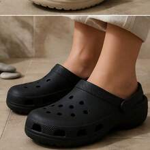 Women's Adult Slippers With Pendants Light And Soft Nyc Shoes Simple Flowers Rhinestone Beach - zapatilla negra - Ver 3