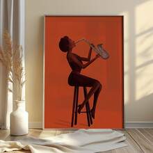 1pc Retro Jazz Saxophone Player Vertical Music Poster - Adhesive Suitable For,Living Room Decor Pictures For Living Room Decor Posters Home Decor Frameless - A - View 4