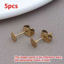 5pcs/Lot Gold Stainless Steel Earring Studs Blank Post Base Pins With Earring Plug Findings Ear Back For DIY Jewelry Making Accessory - Gold - View 15