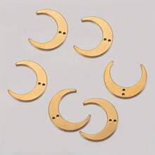 5Pcs Stainless Steel Double Hole Moon Pendant Suitable For DIY Handmade Tassel Earrings And Jewelry Charms - Pendants - View 8
