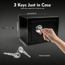 kangten Mini Cash Box With Lock & 3*Keys, 4.6L/1.01Gal Cash Box UK - Black - View 2
