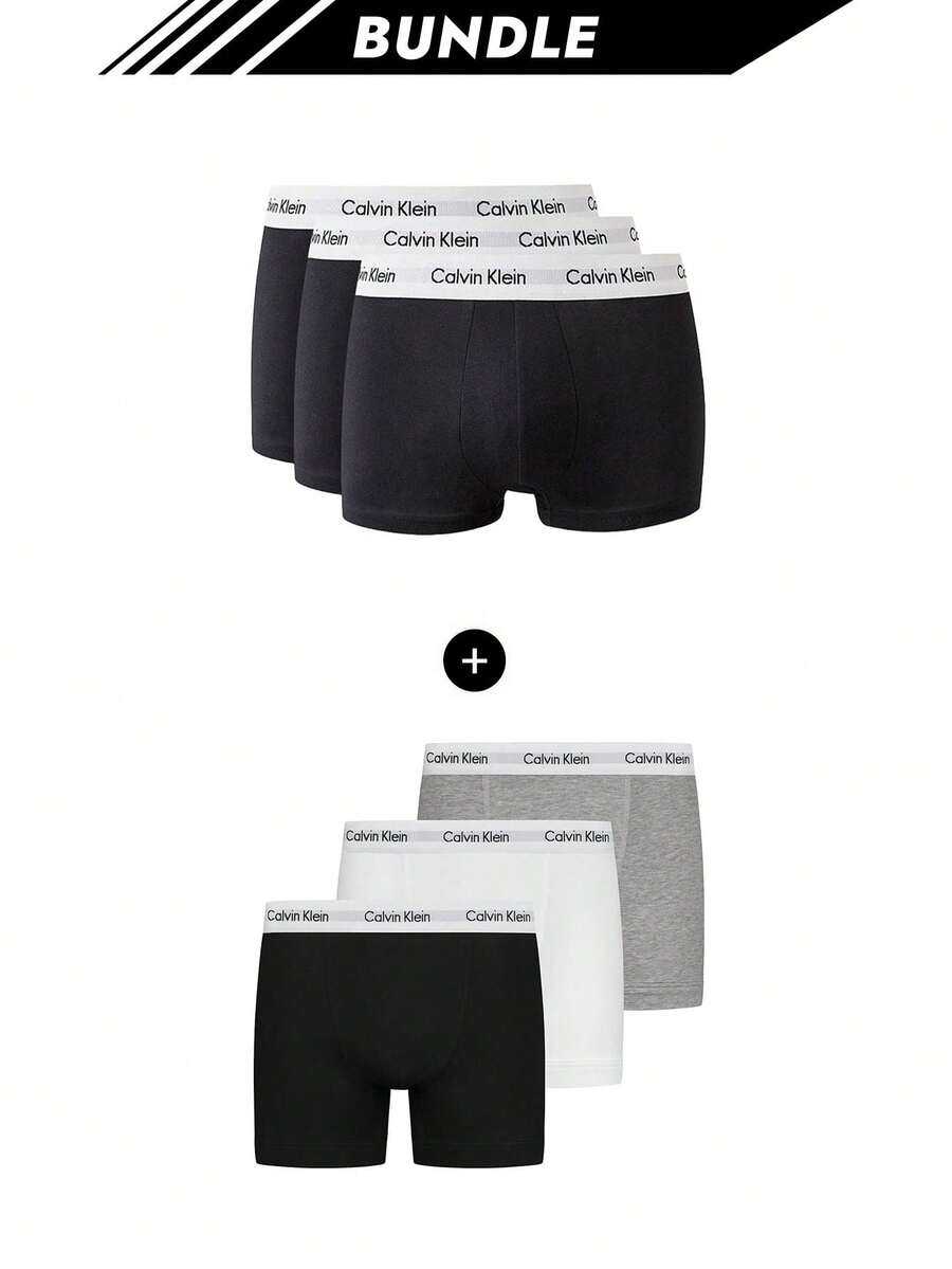 Calvin Klein [Bundle] Modern Cotton 3 Packs Boxers + Modern Cotton 3 Packs Boxers - Black and White+Grey/ White/ Black - View 1