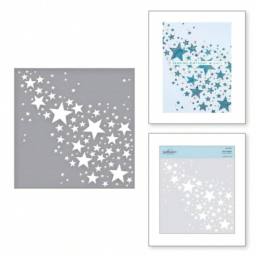Metal Star Background Cutting Die, Five-Pointed Star Background Cutting Template, Embossing Die Template, Suitable For DIY Scrapbooking, Photo Album Decoration, Paper, Card Making And Other Scenarios. - Silver - View 1