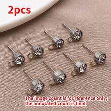 2Pcs 14/15/16mm Stainless Steel Gold Color Zirconia Stud Earrings Post With Hook For DIY Earring Making Jewelry Findings Wholesale - Multicolor - View 14