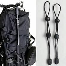 2pcs/Backpack Hiking Trekking Pole Rope, Adjustable Elastic Rope, Lanyard Fixing Clip, Suitable For Outdoor Hiking, Walking, Night Travel, Trekking Pole Carrying Rope, Elastic Rope - Multicolor - View 1
