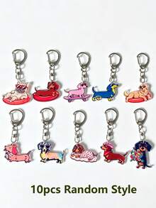1pc/5/10pcs 2D Cute Cartoon Dachshund Dog Pendant Keychain, Backpack Accessory, Bag Charms, Car Key Chain, For Dog Lovers, Holiday Gifts - Multicolor - View 6