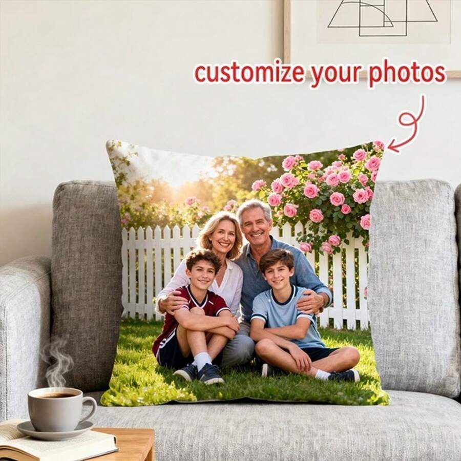 DIY Photo Custom Pillow Case Cushion Cover Furnishing Sofa Couch Lounge Bedding Household Christmas Halloween Thanksgiving Anniversary Home Accent Room Decor Bed Bedroom Living Space Holiday Gift Birthday Housewarming Party Celebration Couples