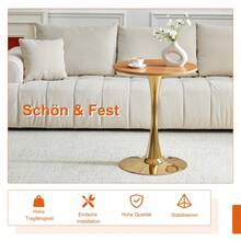 60 Cm Round Side Table / European Style Small Dining Table / MDF Dining Table / Non-Slip And Quiet Table Legs / Suitable For Living Room And Dining Room - 金色+木色 - 查看 7