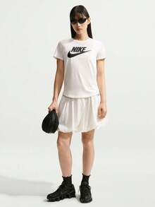Nike Women's AS W NSW CLUB SS TEE ICN FTRA Short Sleeve Knit Collarless T-Shirt TDX7907-133 - Black and White - View 6