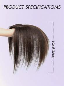 8-14 Inch Women's Bangs-Free Human Hair Topper, 360° Rotatable Upgraded Base With 3 Clips, Suitable For Thinning Hair, White Hair, Hair Loss, Adds Volume, Dark Brown Color - Dark Brown - View 8
