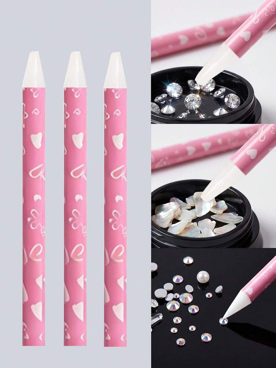 Nail Art Dotting Pen, Rhinestone Picker Pen, Gemstone Crystal Wax Pencil, Diamond Picker, Nail Art Tools, Nail Decoration - Multicolor - View 1