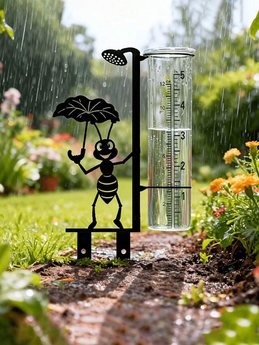1pc Outdoor Garden Rain Gauge, Ant Shaped Garden Rain Gauge With Ground Stake, Decorative Outdoor Rain Gauge For Patio And Outdoor, Transparent Measuring Tube, Suitable For Lawn, Patio And Garden - A - View 1