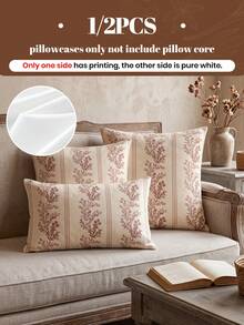 1 pieza/2 piezas Funda de almohada estampada (relleno de almohada no incluido), impresión de un solo lado, suave y transpirable, amigable con la piel y duradera, adecuada para decoración del hogar, todas las estaciones, lavable a máquina, certificada OEKO-TEX - Multicolor - Ver 3