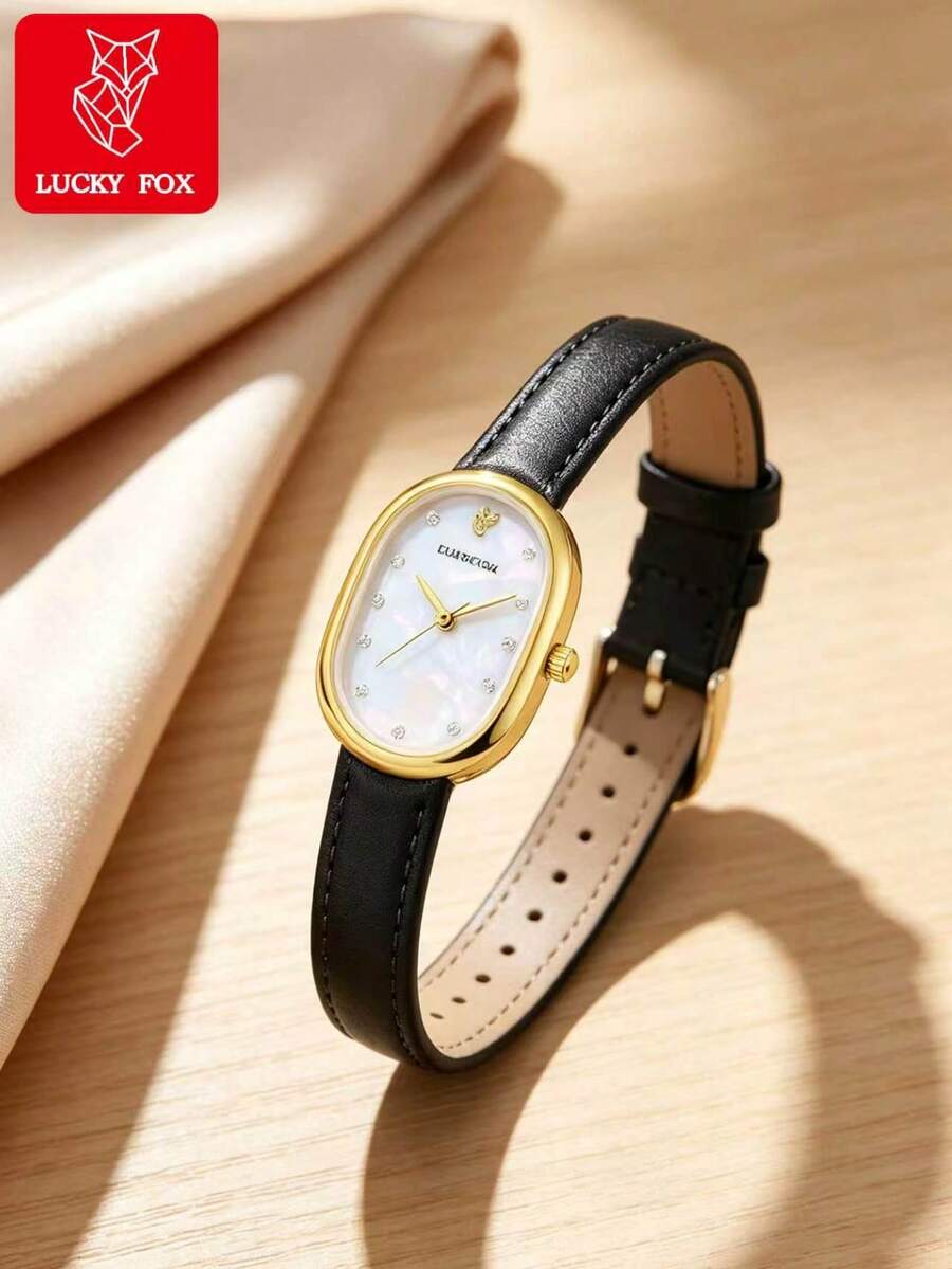 LUCKYFOX 復古正方形 PU 皮革石英女錶,極簡商務休閒風,多色百搭,鋅合金錶殼,日常通勤女錶 - 黑色 - 查看 1