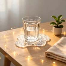 1pc Transparent Water Ripple Coaster Heat-Resistant Table Mat, Insulated Pad, Essential For Holiday Gatherings, Transparent Water Pattern Design Heat-Resistant Tableware Mat Premium Cup Holder, Modern Minimalist Plate Mat, Halloween, Christmas Gift, Suitable For Bar, Office And Home, All Occasions - Shape - View 3