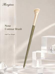 1PC Nose Contour Brush, Half Fan Nose Shadow Brush With Soft Fiber Bristles, Precise Detail Makeup Brush For Nose Shading, Highlight & Blending - White - View 4