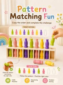 GENAI Montessori Wooden Color Sorting Toy For Kids, Back To School Logic Game, Toddler Matching Gift, 10 Pairs Of Bottles - Multicolor - View 5