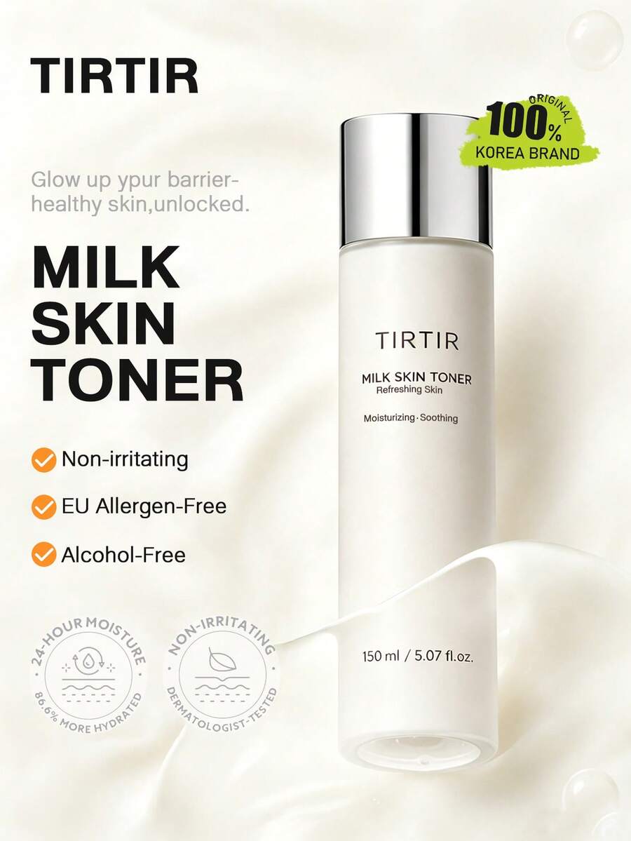 TIRTIR 150ml/5.07 Fl Oz 乳白色米水精華液,乳霜乳液質地,輕盈保濕,好吸收,深層滋潤,含菸鹼醯胺、神經醯胺、米糠萃取物,韓國化妝品 - Milk Skin Toner - 查看 1