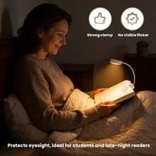 VOLACI 1pc 4LED Clip-On Book Light, Black/White Optional, Eye-Protection Reading Lamp, 3-Level Color Temperature + Brightness Adjustment, Portable Mini Clip Light (Battery Not Included) - multicolor - View 3
